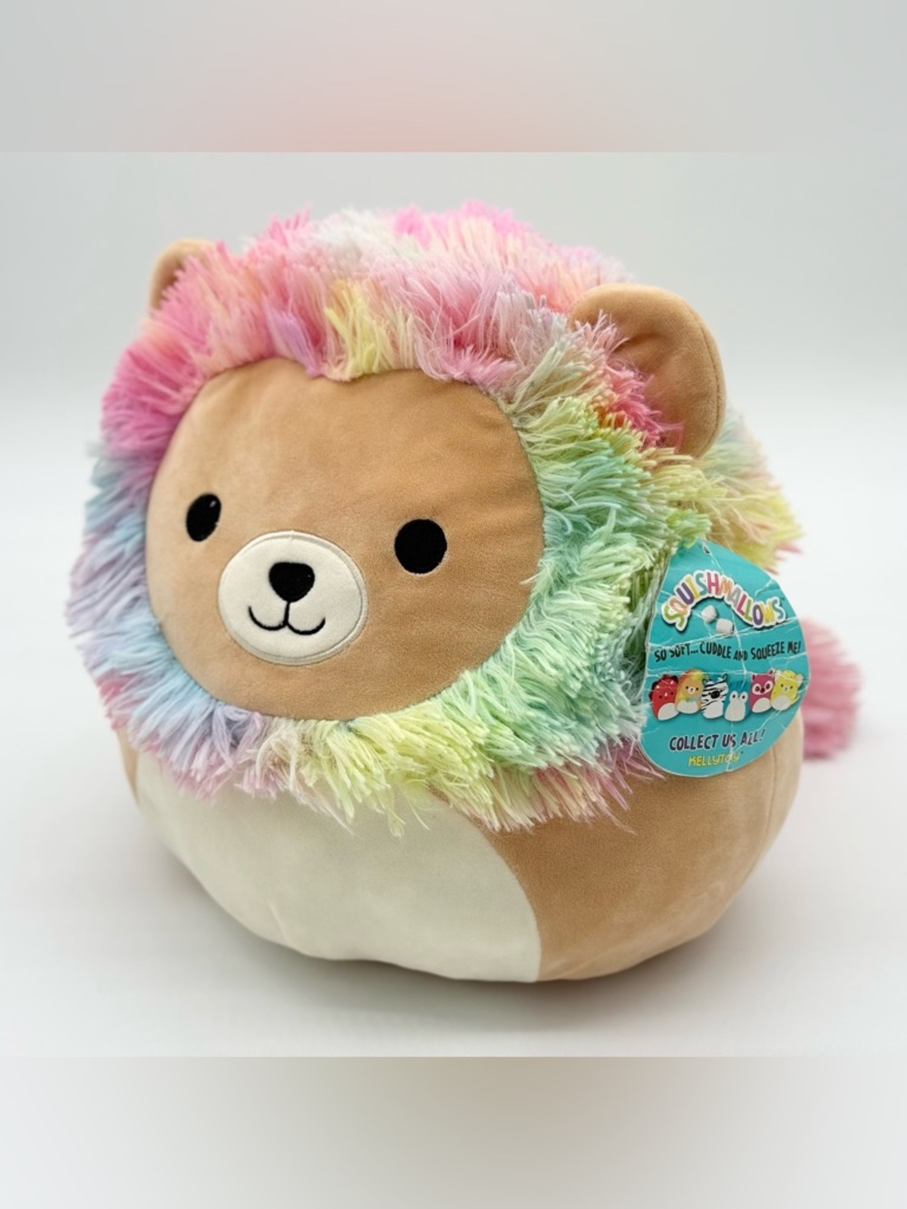 GUC Squishmallows Kellytoy Leonard the Rainbow Lion Stuffed Animal Toy 12”